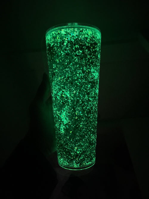 24oz GLOW Glitter Cup - Sea Lantern Green