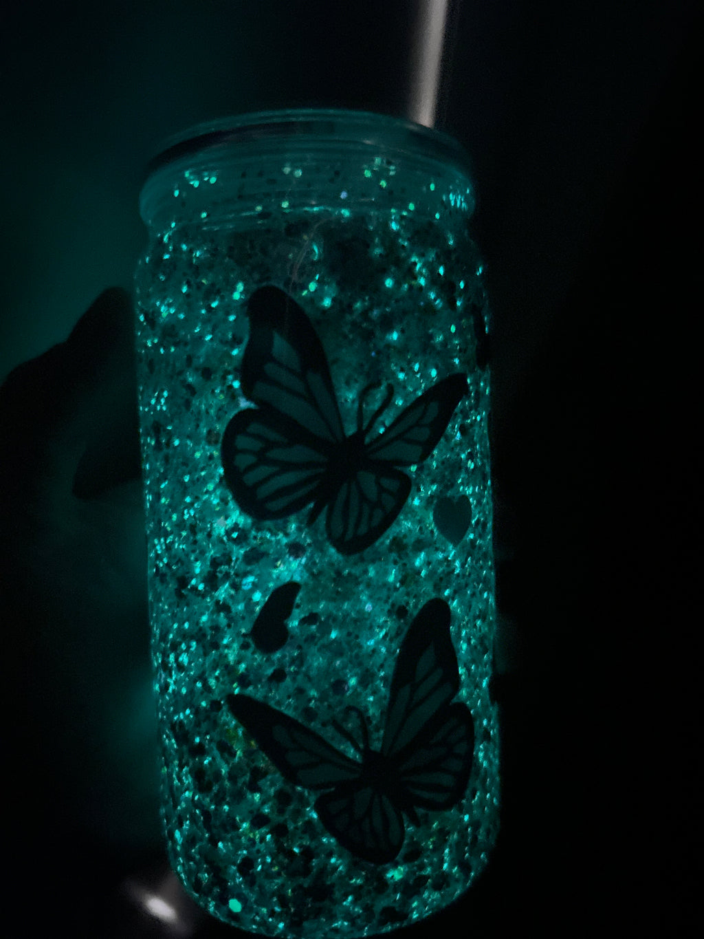 16oz Snow globe Blue Butterfly