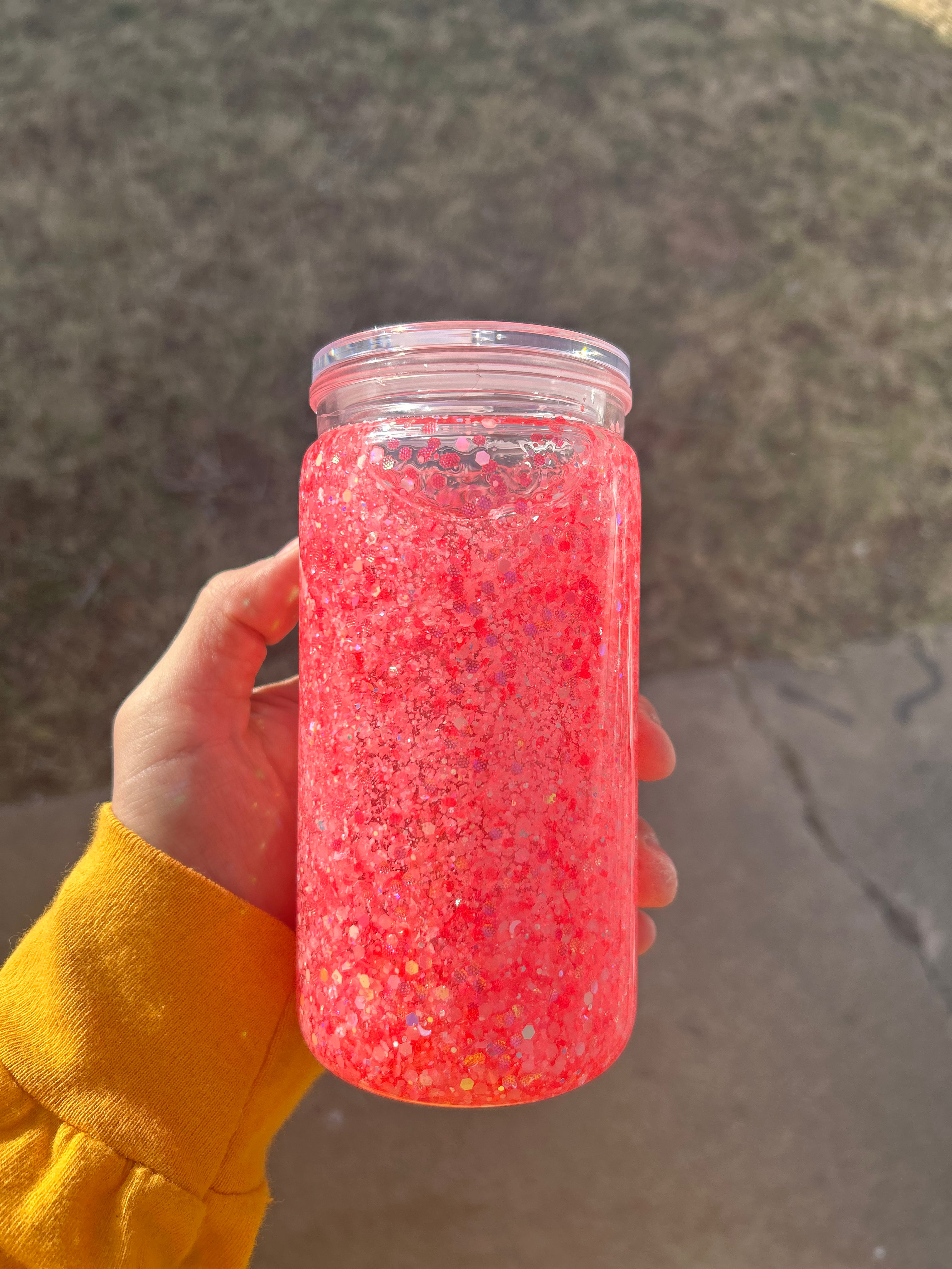 16oz Snow globe Pink Glow