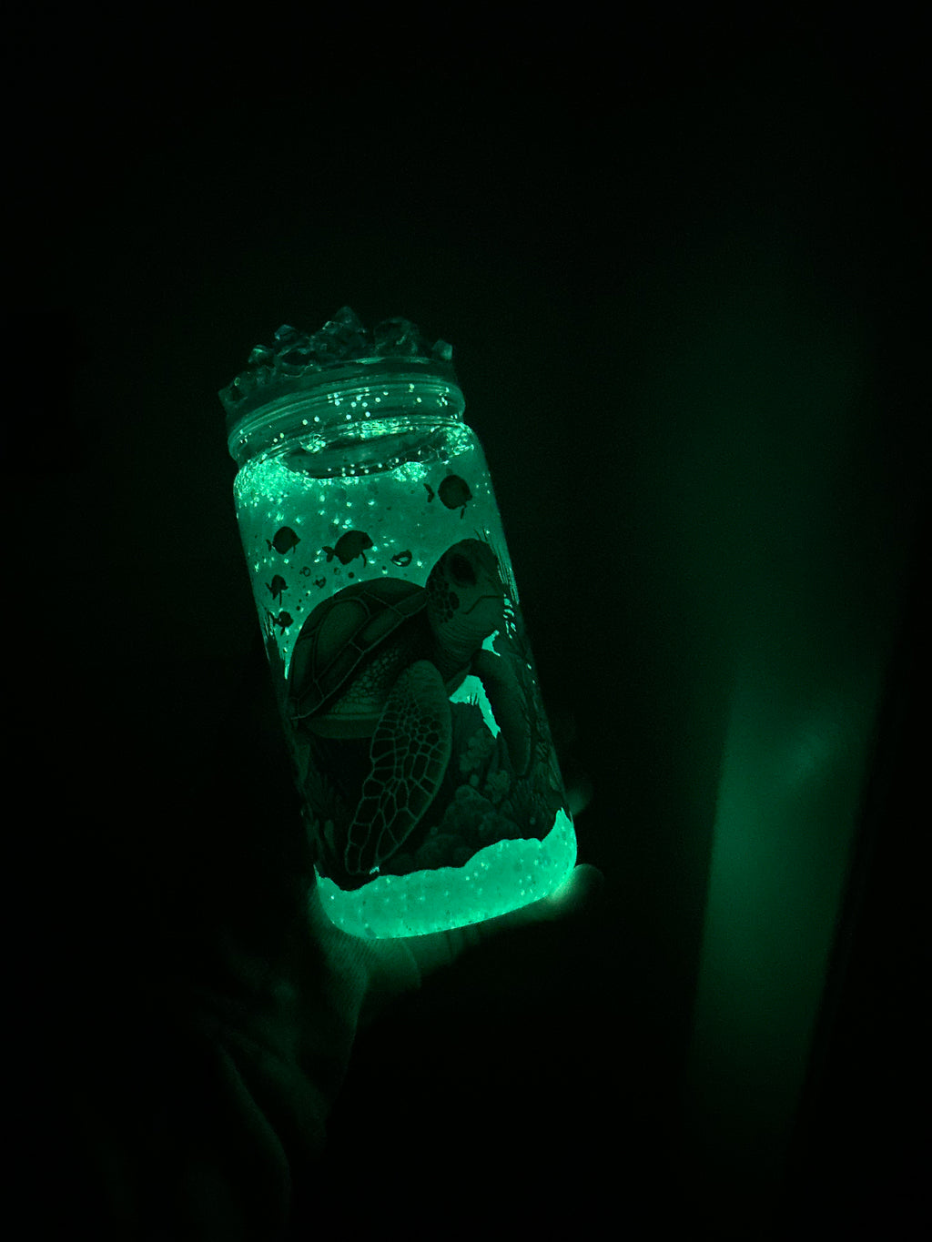 16oz GLOW Mica Cup - Sea Turtle Decal w/ Ice Lid