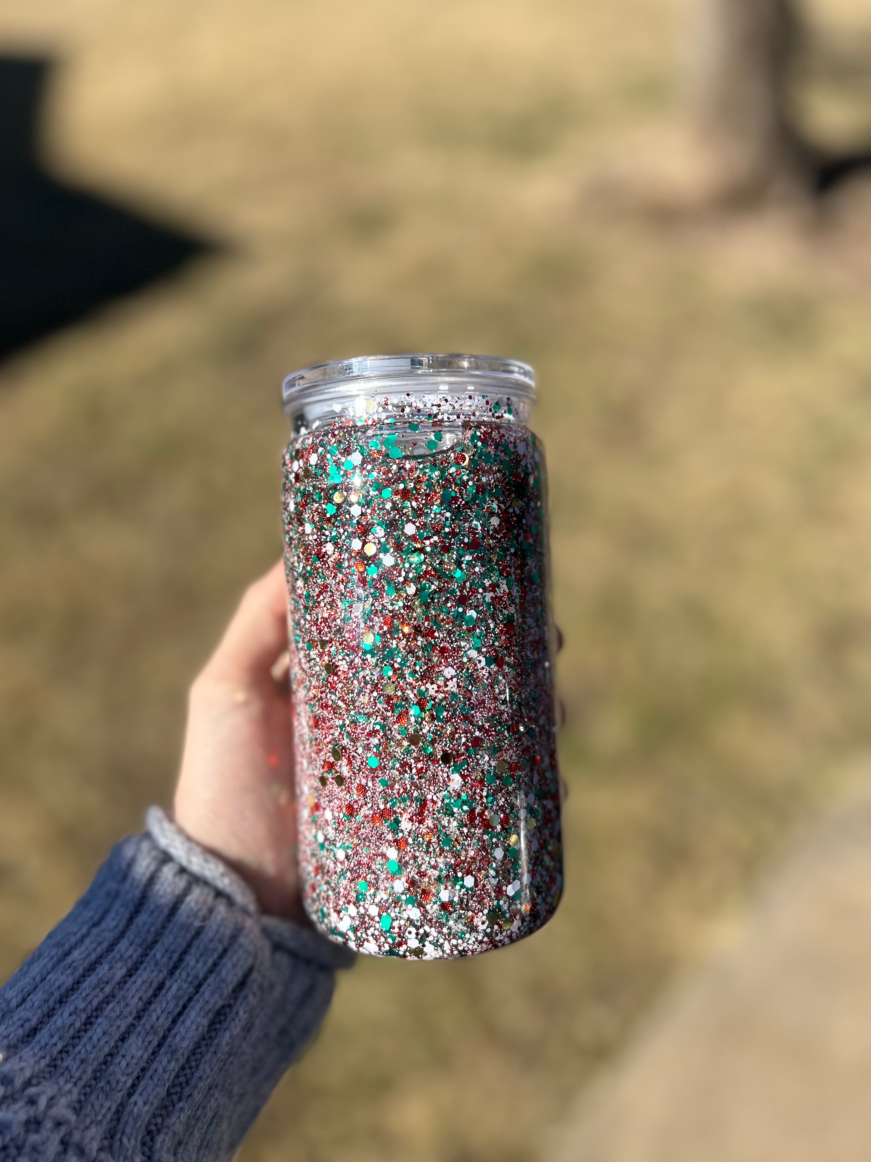 16oz Snow Globe - Christmas Green, Red & Gold